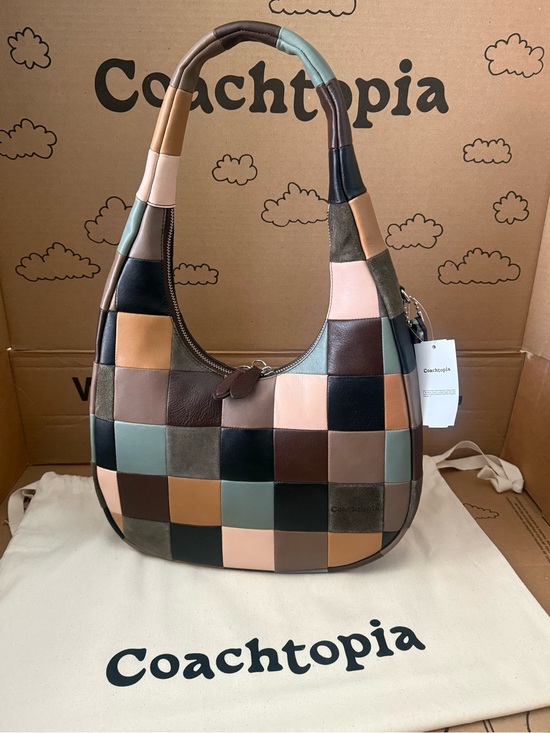 Coach Handbags - Coach Coachtopia Alter Ego Crescent Shoulder Bag Checkerboard Suede Leather